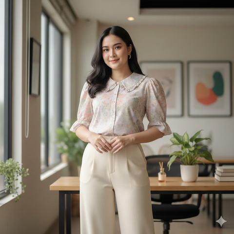 Model Atasan Batik Berkerah untuk Wanita Karir (created by AI)