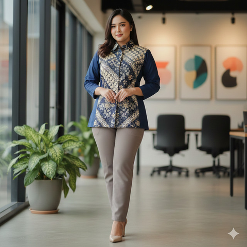 Model Atasan Batik Berkerah untuk Wanita Karir (created by AI)