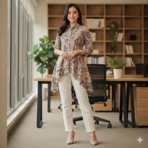 Model Atasan Batik Berkerah untuk Wanita Karir (created by AI)