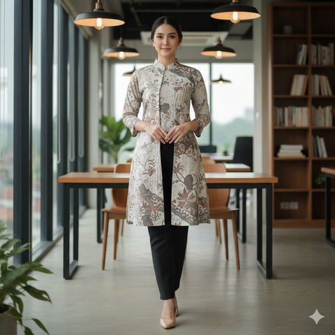 Model Atasan Batik Berkerah untuk Wanita Karir (created by AI)