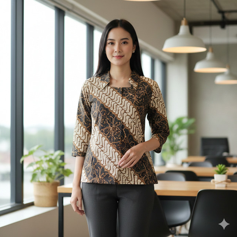 Model Atasan Batik Berkerah untuk Wanita Karir (created by AI)