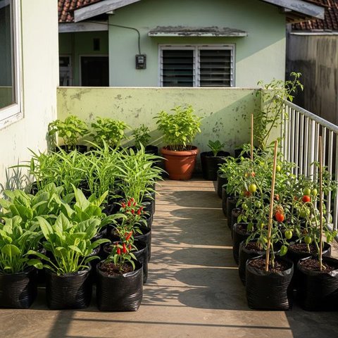Ide Kebun Sayur Hemat Biaya di Kontrakan Sepetak. (Foto: AI)