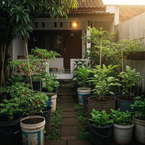 Ide Kebun Sayur Hemat Biaya di Kontrakan Sepetak. (Foto: AI)