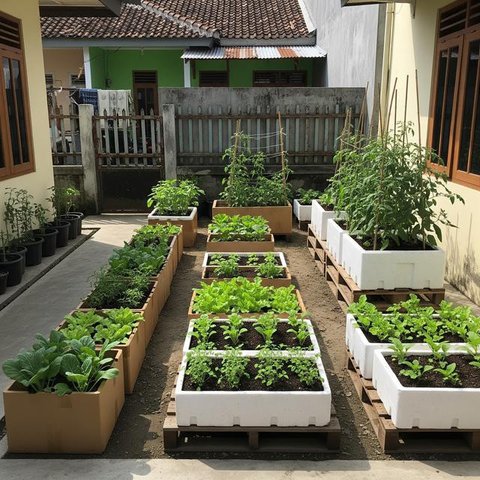 Ide Kebun Sayur Hemat Biaya di Kontrakan Sepetak. (Foto: AI)