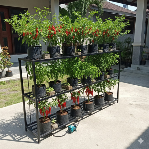 Ide Kebun Cabai Campuran Jenis di Satu Lahan. AI