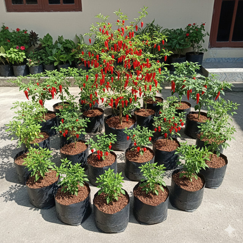 Ide Kebun Cabai Campuran Jenis di Satu Lahan. AI
