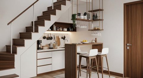 Dapur Terbuka di Bawah Tangga/ AI