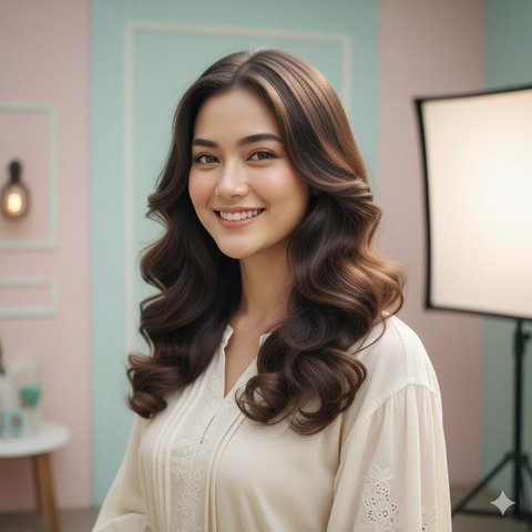 Model Rambut Panjang Curly Bawah yang Natural (Foto: Gemini AI)