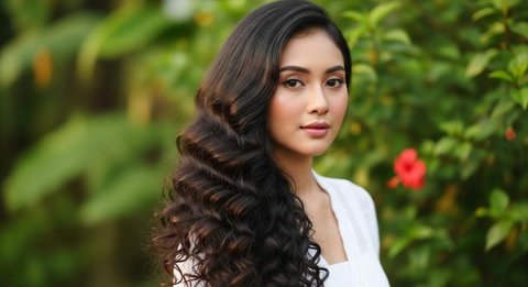 Model Rambut Panjang Curly Bawah yang Natural (Foto: Gemini AI)