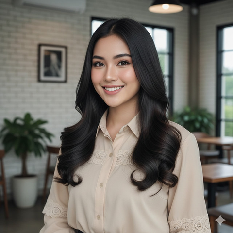 Model Rambut Panjang Curly Bawah yang Natural (Foto: Gemini AI)