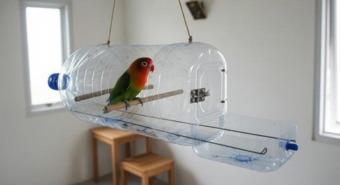 Desain Kandang Lovebird dari Botol Bekas/ AI