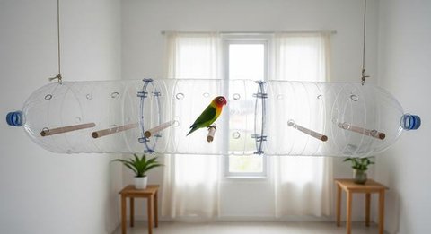 Desain Kandang Lovebird dari Botol Bekas/ AI