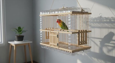 Desain Kandang Lovebird dari Botol Bekas/ AI