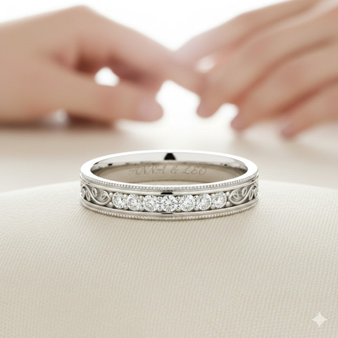 Model cincin nikah ukir nama (Foto: Reve Art AI)