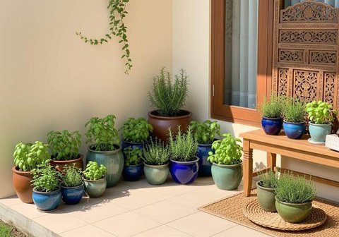 Model Teras Rumah Sempit Tanpa Pagar, Jadi Kebun Mini. Foto: Gemini