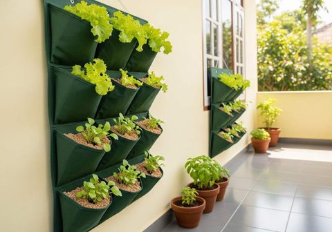 Model Teras Rumah Sempit Tanpa Pagar, Jadi Kebun Mini. Foto: Gemini