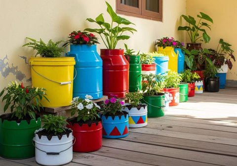 Model Teras Rumah Sempit Tanpa Pagar, Jadi Kebun Mini. Foto: Gemini