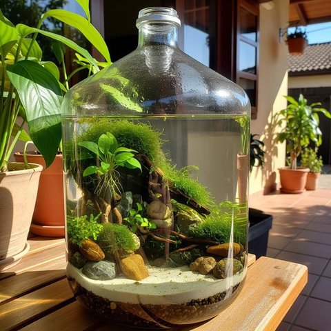 Desain Akuarium dari Galon Bekas (Image by Gemini AI)