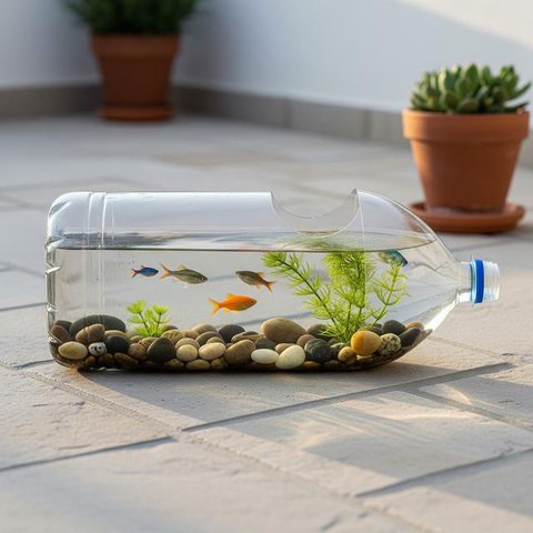 Desain Akuarium dari Galon Bekas (Image by Gemini AI)