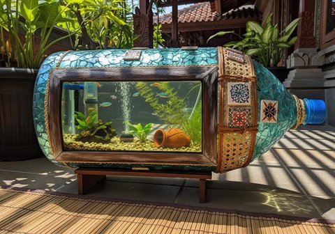 Desain Akuarium dari Galon Bekas (Image by Gemini AI)