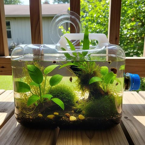 Desain Akuarium dari Galon Bekas (Image by Gemini AI)