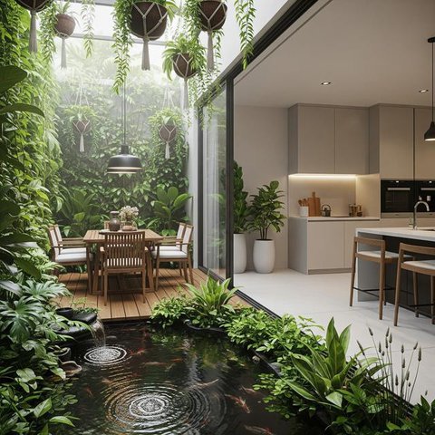Inspirasi Teras Mini Dekat Dapur Rumah (Image by Gemini AI)