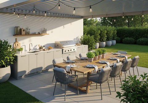 Inspirasi Teras Mini Dekat Dapur Rumah (Image by Gemini AI)