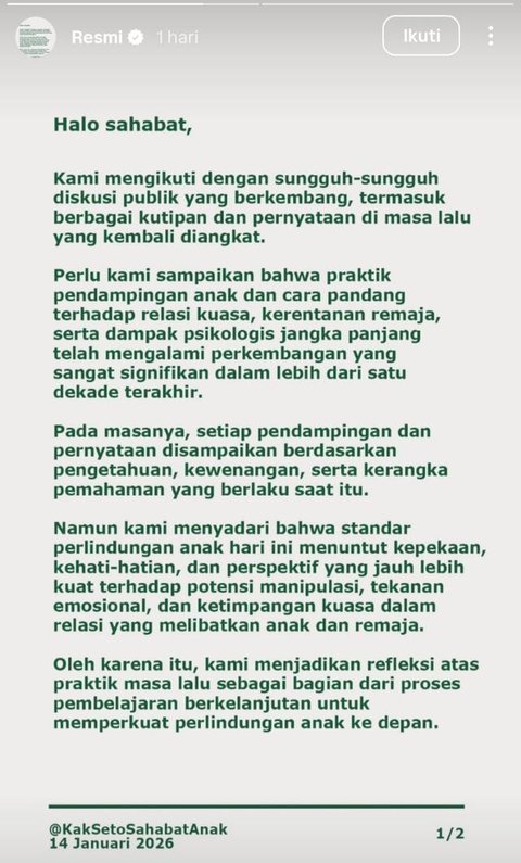 Kak Seto. (Foto: Instagram @kaksetosahabatanak)