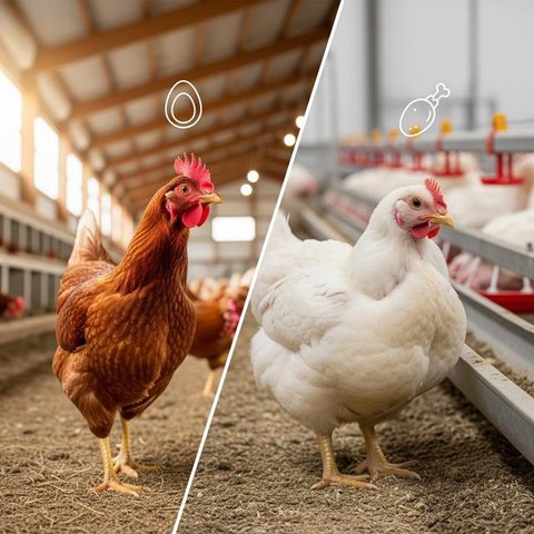 Ayam Petelur vs Ayam Pedaging Mana yang Lebih Gampang Diternak (AI)