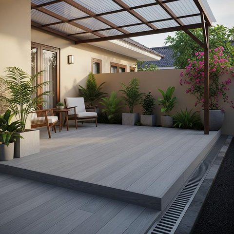 Desain Teras Rumah Tetap Kering saat Hujan. (Foto: AI)