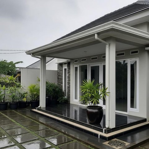 Desain Teras Rumah Tetap Kering saat Hujan. (Foto: AI)