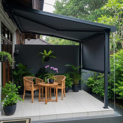 Desain Teras Rumah Tetap Kering saat Hujan. (Foto: AI)