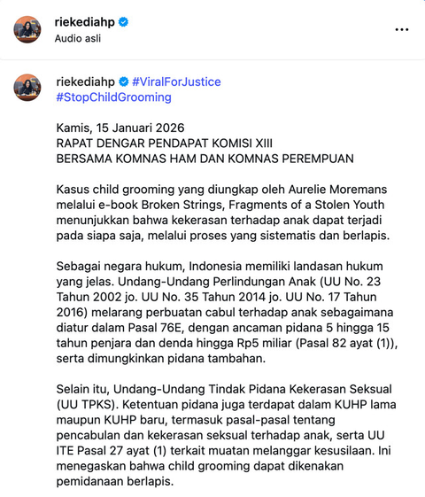 Anggota Komisi VI DPR RI dari Fraksi PDI Perjuangan, Rieke Diah Pitaloka. (Liputan6.com/Herman Zakharia)