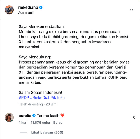 Anggota Komisi VI DPR RI dari Fraksi PDI Perjuangan, Rieke Diah Pitaloka. (Liputan6.com/Herman Zakharia)