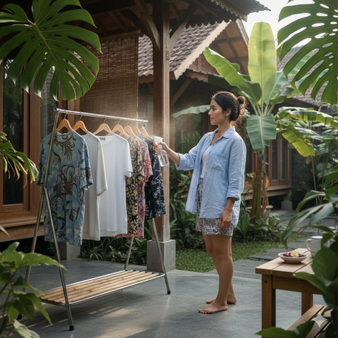 Trik mengatasi pakaian bau apek saat hujan (Foto: Reve Art AI)