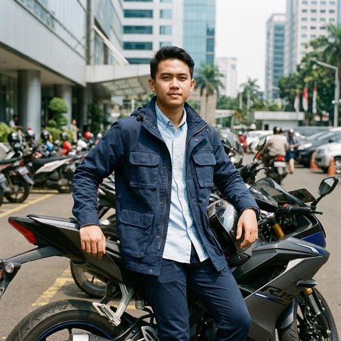 Outfit Kantor yang Tetap Rapi Meski Naik Motor (Foto: AI)