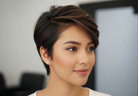 Model Rambut Pendek Wajah Oval Low Maintenance 2025. Foto: Gemini