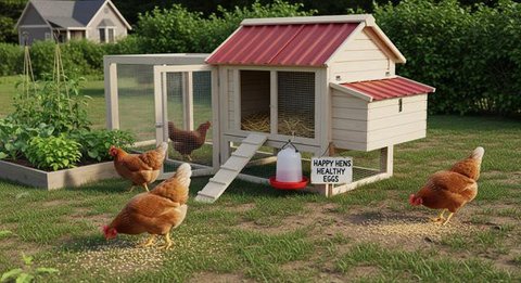 Ternak Ayam Rumahan yang Menghasilkan Telur Omega Sehat (Foto: Gemini AI)