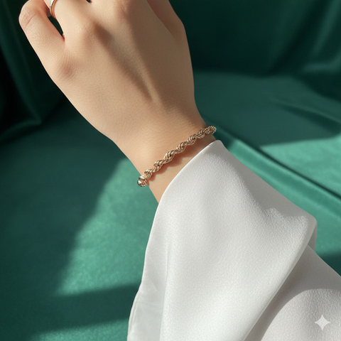 Model Gelang Emas Rantai Elegan Untuk Hari Raya. AI