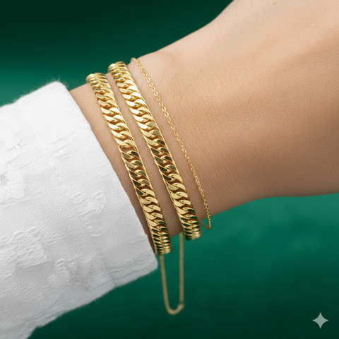 Model Gelang Emas Rantai Elegan Untuk Hari Raya. AI