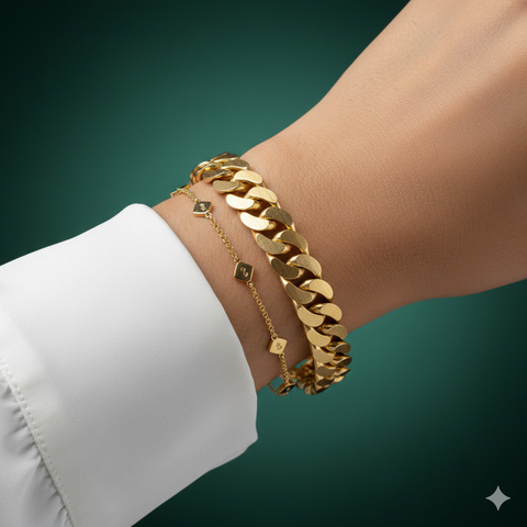 Model Gelang Emas Rantai Elegan Untuk Hari Raya. AI