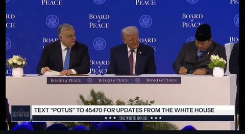 residen Prabowo Subianto menghadiri pembentukan Dewan Perdamaian Gaza yang digagas oleh Presiden Amerika Serikat (AS) Donald Trump. Acara ini digelar di Swiss pada Kamis (22/1/2026). (Foto: T
