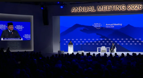 Presiden Prabowo Subianto di World Economic Forum (WEF) Davos, Swiss, Kamis (22/1/2026). (Foto: tangkapan layar/youtube Badan Komunikasi Pemerintah RI)