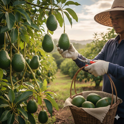 Pohon Alpukat (Photo by Matthias Oben: https://www.pexels.com/photo/avocado-fruits-hanging-on-tree-3687927/)