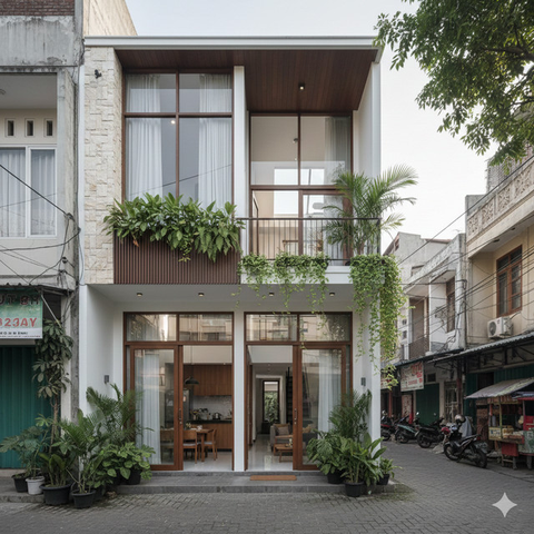 Model Rumah Tropis untuk Lahan Sempit (created by AI)