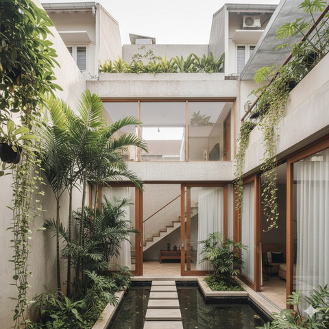 Model Rumah Tropis untuk Lahan Sempit (created by AI)