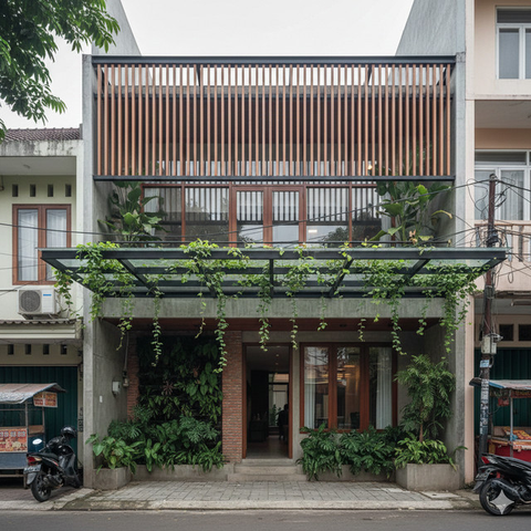 Model Rumah Tropis untuk Lahan Sempit (created by AI)