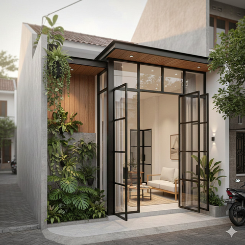 Model Rumah Tropis untuk Lahan Sempit (created by AI)