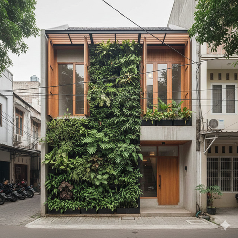 Model Rumah Tropis untuk Lahan Sempit (created by AI)