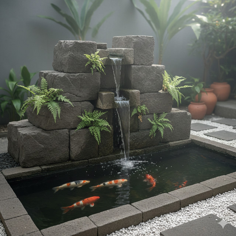 Model Kolam Ikan Minimalis Batu Alam Bikin Rumah Adem dan Estetik. AI